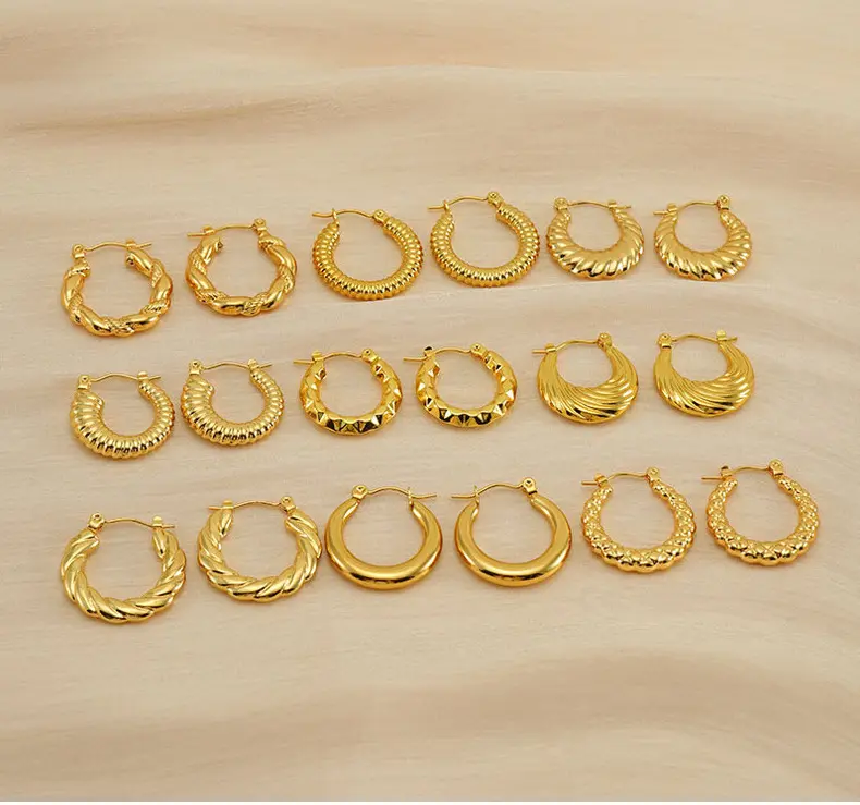 Orecchini Vintage oro placcato 18k a forma rotonda orecchini in acciaio inox gioielli orecchini per donna