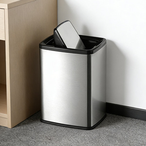 Guest room <b>bin</b> with hinged <b>lid</b>, convenient household trash can, living room, bathroom, kitchen, office storage <b>bin</b>, wastepaper - Product Image 1