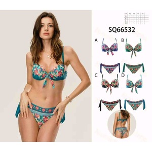 Set bikini Hdj con stampa floreale e allacciatura frontale, costume da bagno push-up, abbigliamento da spiaggia da donna, taglia 44 46 48 50 52 54 - Product Image 1