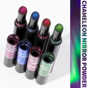 Poudre de paillettes pour ongles effet chrome caméléon, pigment miroir fantôme ultra fin avec stylo à points à coussin d'air - Product Image 1