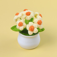 Vente en gros de bouquet de fleurs en pot tissées artificielles à 6 têtes décoration de la maison pour l'obtention du diplôme de Noël fausses fleurs faites à la main