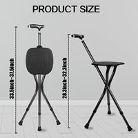 Chaise pliante multifonctionnelle avec lumière LED et poignée magnétique-Siège de mobilité à 3 pieds en aluminium pour personnes âgées