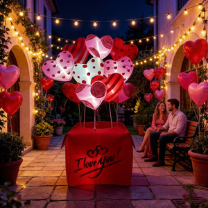 Boîte cadeau gonflable <span class=keywords><strong>de</strong></span> 7 pieds <span class=keywords><strong>de</strong></span> haut pour la Saint-Valentin avec des cœurs colorés, inscription « Je t'aime », éclairage LED, gonflable pour extérieur, jardin - Product Image 2