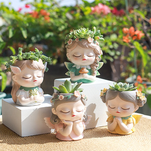 Pot de fleurs en résine de lutin mignon, petit pot de fleurs succulent, décoration d'intérieur, paysage, pot de fleurs horticole - Product Image 2