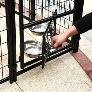 Desain <span class=keywords><strong>DIY</strong></span> mudah dipasang hitam populer Kit rakitan kandang hewan peliharaan lasan logam kandang anjing kandang anjing logam kuat luar ruangan - Product Image 3