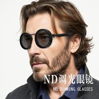 Lunettes de soleil à teinte réglable, lunettes polarisées rondes à 1-9 niveaux avec filtre ND