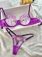 Vente flash - Ensemble de lingerie sexy avec soutien-gorge fantaisie et culotte florale de la Saint-Valentin