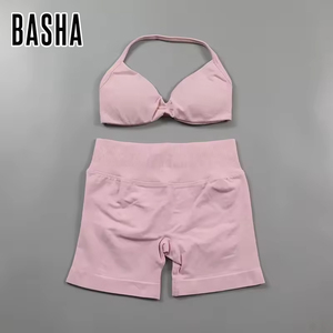 Completo Sportivo da Donna in Nylon Opaco ad Alta Elasticità con Reggiseno a Schiena Aperta, Top con Scollo a V e Leggings a Tre Pezzi - Product Image 5