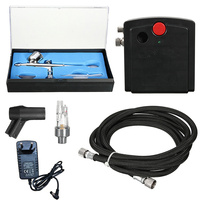Ensemble de compresseur d'aérographe rechargeable en acier inoxydable à double action portable 5 pièces pour la peinture, la modélisation, l'artisanat, la décoration de gâteaux