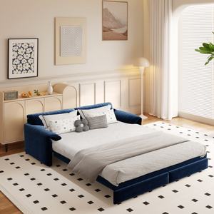 Canapé-<span class=keywords><strong>lit</strong></span> <span class=keywords><strong>pliable</strong></span> multifonctionnel pour salon, canapé-<span class=keywords><strong>lit</strong></span> en velours, canapé convertible bleu - Product Image 4