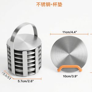 Premium logotipo personalizado Metal Acero inoxidable plata 10cm redondo café jugo té cerveza vaso posavasos con soporte - Product Image 4