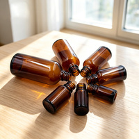 Flacon en verre ambré de 10 ml, rechargeable, pour huiles essentielles, petit flacon réutilisable avec bouchon à vis pour emballage cosmétique