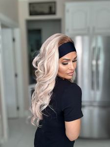 Perruque Bandeau Cheveux Synthétiques 22 Pouces pour Femmes Noires Sans Colle Sans Lacet Résistante à la Chaleur Ondulée Naturelle Blonde Densité 180% - Product Image 3