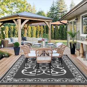 Jacquard 6x9 ft Ngoài Trời Đảo Ngược nhựa rơm thảm không thấm nước lớn Patio thảm cho RV cắm trại sân sau boong bãi biển dã ngoại - Product Image 2