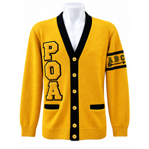 Pull cardigan Alpha Phi Fraternity en or vieilli avec lettres en chenille OEM/ODM - Product Image 2