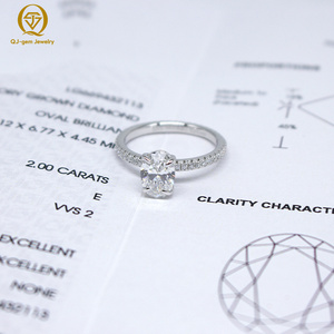 Anillo de Diamantes de Lujo, Serie Completa de Diamantes Cultivados en Laboratorio con Corte Ovalado, Certificado IGI, Oro Blanco de 18K, Grabado Interior Personalizado para Regalo de Aniversario - Product Image 4