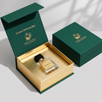 Boîte cadeau de luxe personnalisée en carton rigide vert avec feuille d'or et insert en EVA pour flacons de parfum, vernis à ongles et huiles essentielles