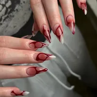 24 faux ongles Halloween Dark Scrub à presser, portables, style Y2K, mi-longs, pointus, en acrylique, pointes d'ongles 3D noires