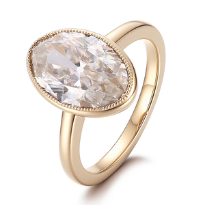 แหวนเพชรทรงรี 4 กะรัต แบบ Old European cut เพาะเลี้ยงในห้องปฏิบัติการ ตัวเรือนทองคำแท้ 18K สำหรับผู้หญิง แหวนหมั้น แหวนแต่งงาน แหวนสั่งทำพิเศษ - Product Image 3