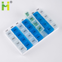 Organizador mensual de pastillas, pastillero de 28 días, organizador de medicinas de viaje, pastillero grande de 4 semanas y 1 mes