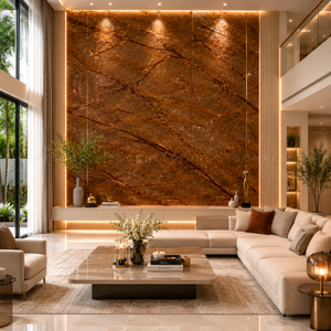 Dalles de marbre brun chaud aux tons chauds, effet forêt tropicale, avec veinage naturel ressemblant à une racine, pour murs, sols et comptoirs intérieurs de luxe - Product Image 4