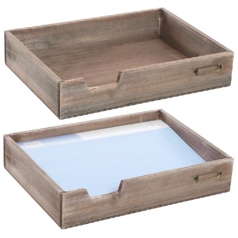 Деревянный лоток для документов с 3 ящиками и 2 съемными перегородками, деревянный Настольный Органайзер