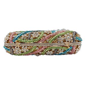 Bolso de mano de lujo para mujer con diseño floral de pedrería, correa de cadena y cuentas brillantes para bodas y fiestas. - Product Image 5