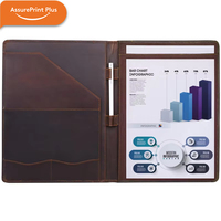 AssurePrint Plus GL001 - Cuaderno Ejecutivo de Cuero Crazy Horse Retro, Tapa Dura, A4, con Bolsillos de Almacenamiento, Portaplumas