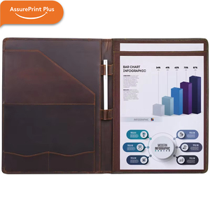AssurePrint Plus GL001 - Cuaderno Ejecutivo de Cuero Crazy Horse Retro, Tapa Dura, A4, con Bolsillos de Almacenamiento, Portaplumas - Product Image 5