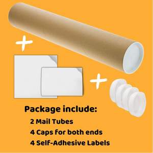 Tubes en papier kraft épais personnalisables, écologiques et recyclables avec couvercles en plastique pour le transport de plans, d'art et d'affiches en carton - Product Image 4