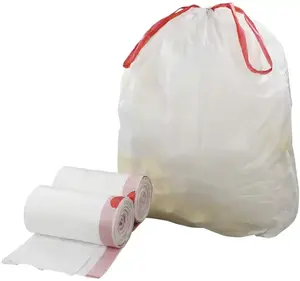 Molhe sacos duráveis do lixo do cordão da prova em sacos polis plásticos do lixo do rolo no cordão