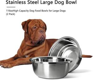 Juego de cuencos para perros grandes de acero inoxidable con cuenco de comida para perros de metal de alta capacidad, cuencos de agua y comida para trabajo pesado sin BPA - Product Image 2