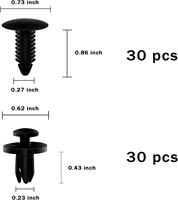 C0333 Kit d'attaches en plastique pour clips de retenue de voiture 200 pièces, rivets à épingle poussoir automatique de tailles populaires, clips universels d'aile de panneau en plastique