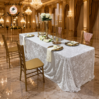 Nappes de table blanches pour banquet, résistantes aux plis, en velours froissé, rectangulaires, pour table à manger, pour mariage, fête