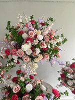 Fleurs de chemin de table artificielles personnalisées M09 Faux arrangements de fleurs en soie Faux chemin de table de mariage verdure centres de table boule