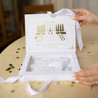 Invitations de mariage de luxe en coffret, en velours premium, avec monogramme pressé or, invitation en plexiglas, invitation en acrylique sur mesure