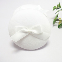 Éponge cosmétique douce lavable ronde de 85 mm d'épaisseur avec nœud rose, éponge à maquillage minéral en poudre libre pour le visage, éponge à poudre pour le corps Ebt