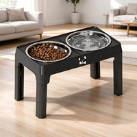 Gamelle double surélevée en acier inoxydable pliable et réglable en hauteur pour chiens de taille moyenne à grande