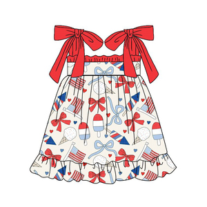 GSD3723 Vestido Infantil Estilo Boutique al por Mayor, Conjunto con Diseño de Bandera del 4 de Julio para Niña, Sin Pedido Mínimo, ODM - Product Image 1