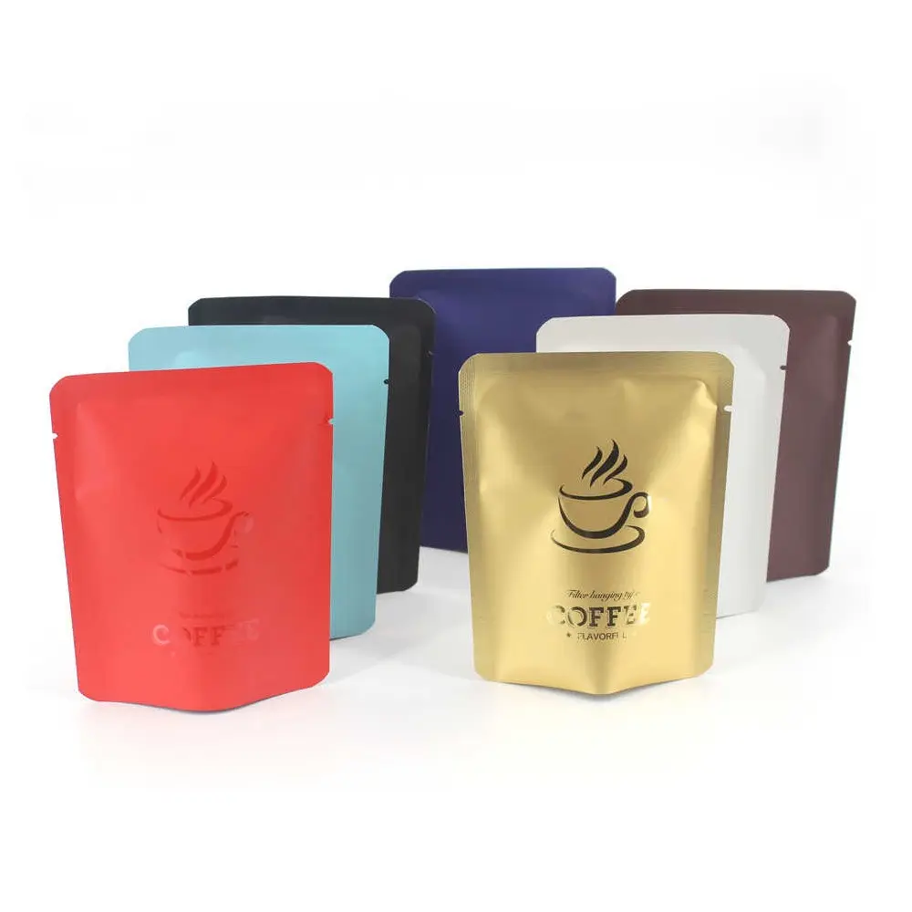 3 yan mühür alüminyum folyo UV baskı kılıfı iyileşmek kapatılabilir paket asılı kulak damla kahve filtre paketleme çantası