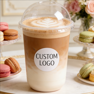 Gobelets à café en plastique PP 14oz 200ml Diamètre 90mm avec couvercle en dôme Gobelets jetables à double paroi pour les cafés - Product Image 1