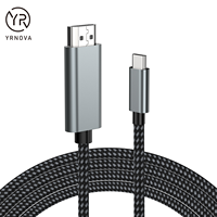 Câble adaptateur USB C tressé en nylon, convertisseur de type C en alliage d'aluminium 4K 60Hz pour ordinateur portable, tablette, téléphone, HDTV