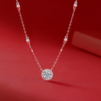 Collier pendentif Zanlong Fashion en argent sterling S925 plaqué rhodium avec pierre de moissanite 1 carat et diamant, chaîne à breloques