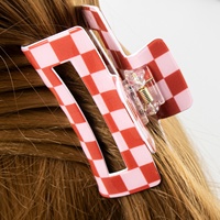 Pince à Cheveux Polyvalente et Élégante à Carreaux, Vente en Gros Usine, Logo Personnalisé, Accessoire pour Chignon Femme