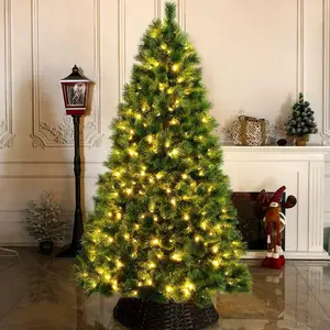 7FT Green Buckingham Firm Tree With Acorns 210CM Pre-Decorated Holiday Artifical Christmas Tree