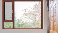 Fenêtre insonorisée à triple vitrage pour maison, fenêtre à battants en bois de style français avec moustiquaires de sécurité
