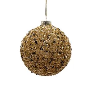2022 più recenti decorazioni natalizie per interni con pendente a sfera in vetro dipinto a mano 8*8*8 cm sfera di vetro per ornamenti per alberi di natale