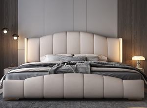 Camas Tapizadas Modernas con Luz LED <span class=keywords><strong>2026</strong></span>, Camas Dobles Queen de Tela Suave, Estructura de Pino, Muebles para Dormitorio Principal, Cama King Size al por Mayor - Product Image 2