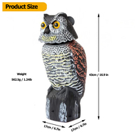 Leurre de hibou 360 Rotation de la tête Épouvantail Hiboux en plastique Ennemi naturel Hiboux réalistes pour effrayer les oiseaux