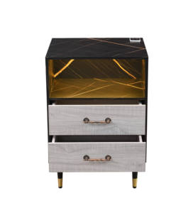 <span class=keywords><strong>โต๊ะ</strong></span><span class=keywords><strong>ข้าง</strong></span><span class=keywords><strong>เตียง</strong></span>หรูหราด้วยสำเนียงสีทองและลิ้นชักคู่ - Product Image 2